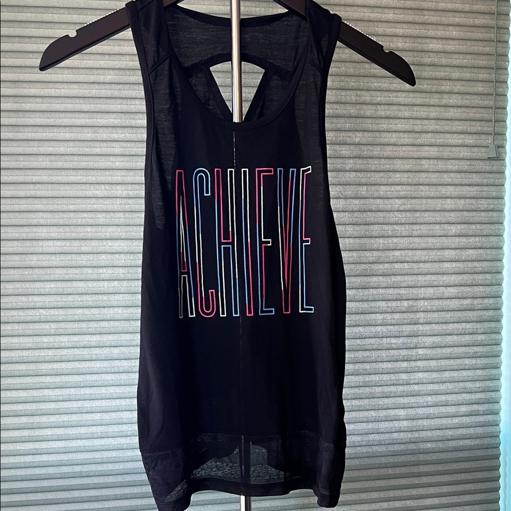 Athletic Works Black Tank Top with Multicolor "ACHIEVE" Graphic